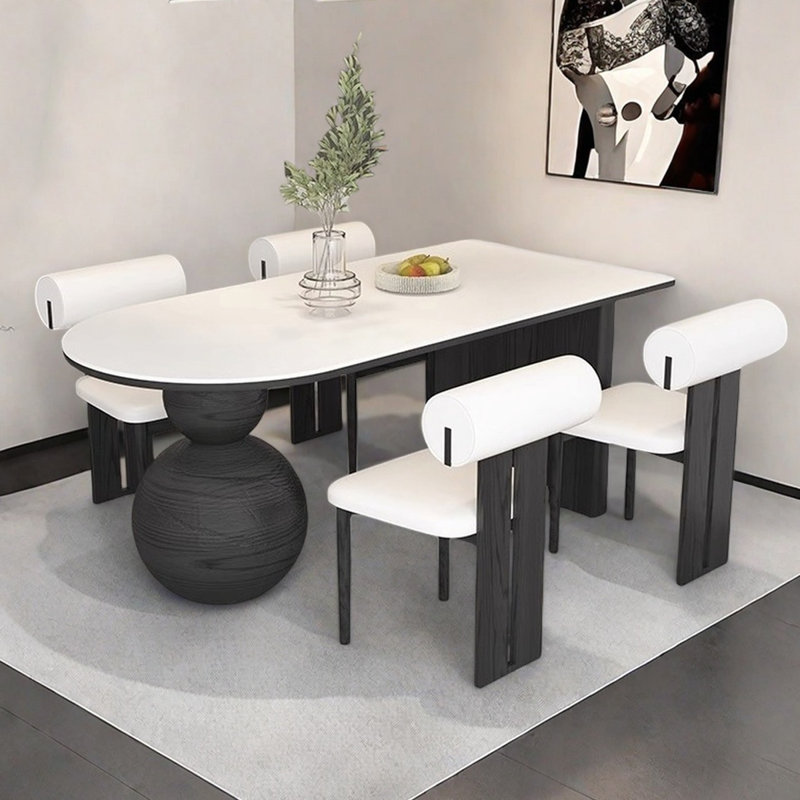 Ancient Style Half-Round Dining Table, White, 29.5"H x 63"L x 31.5"W