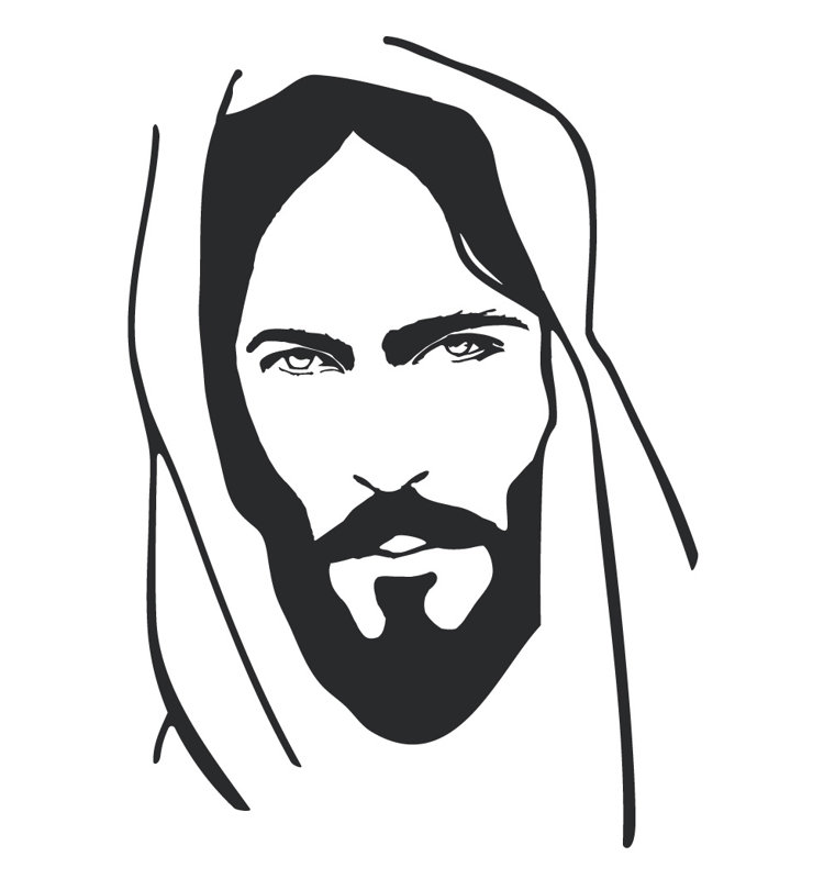 Décalcomanie murale face of jesus, Noir, H 36 po x l 25 po x P 0,01 po