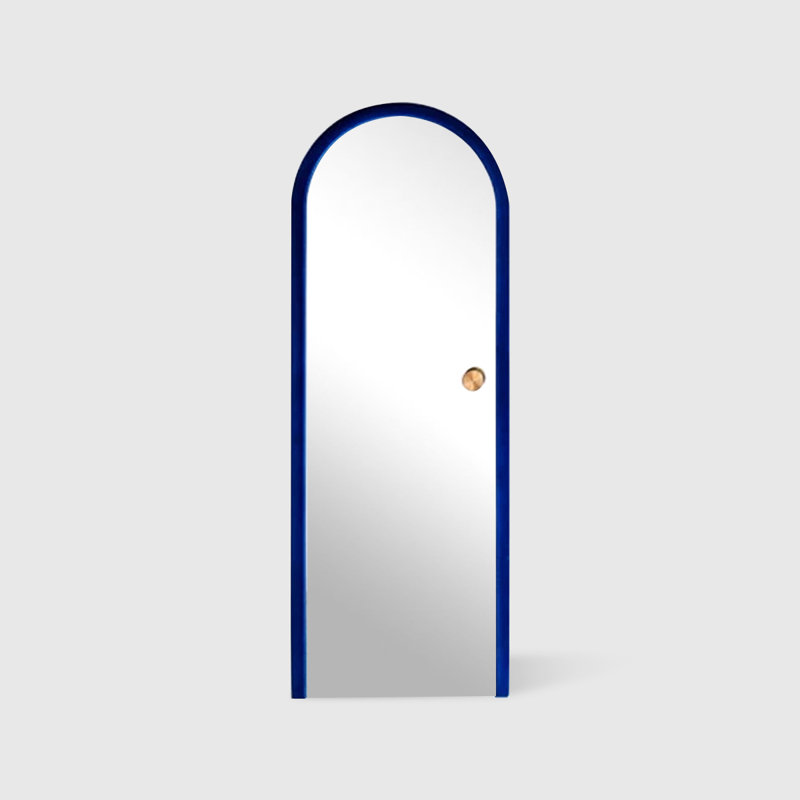 Half-circle Solid Wood with sponge with velvet fabric Full Length Mirrors