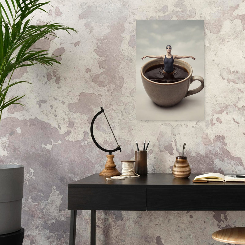 «Morning Coffee Swim», impression d'art mural surréel contemporain, 24" H x 16" W