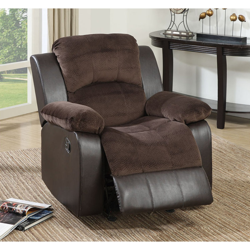 Housley Rocker Recliner, Chocolate/Black Padded Suede/Faux Leather