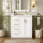 Ensemble de meuble-lavabo 30 po avec lavabo en céramique, armoire de rangement en bois massif, ensemble de meuble-lavabo autoportant avec 3 tiroirs et portes à fermeture douce-126278390