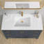  Plateau de meuble-lavabo à surface solide de 48 pouces avec lavabo intégré, comptoir transparent blanc brillant, imperméable et facile à installer