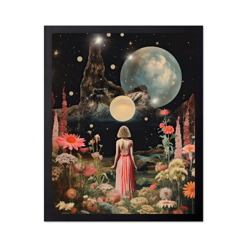 Jardin de fleurs psychédélique, Black Framed, Poster, 24"H x 32"W