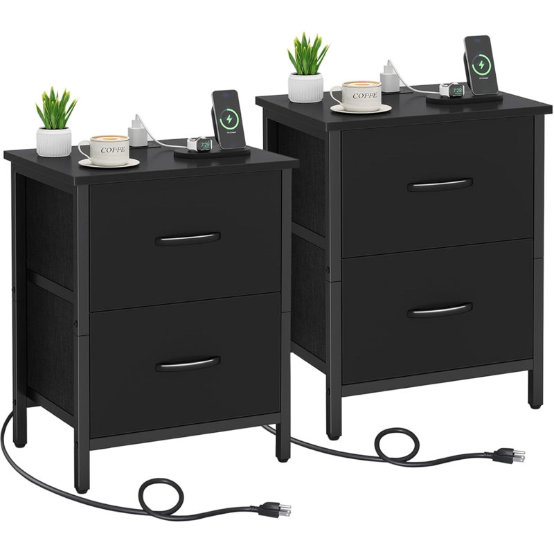 Ensemble de 2 tables de chevet avec station de charge