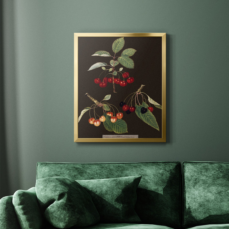 Toile encadrée de qualité supérieure Brookshaw Cherries, Or, H 20 po x l 16 po