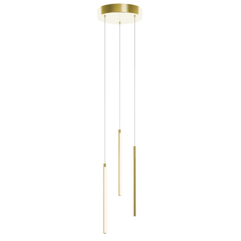 Luminaire suspendu 3 lumières DEL 12 po Jontavion - Noir, Laiton satiné