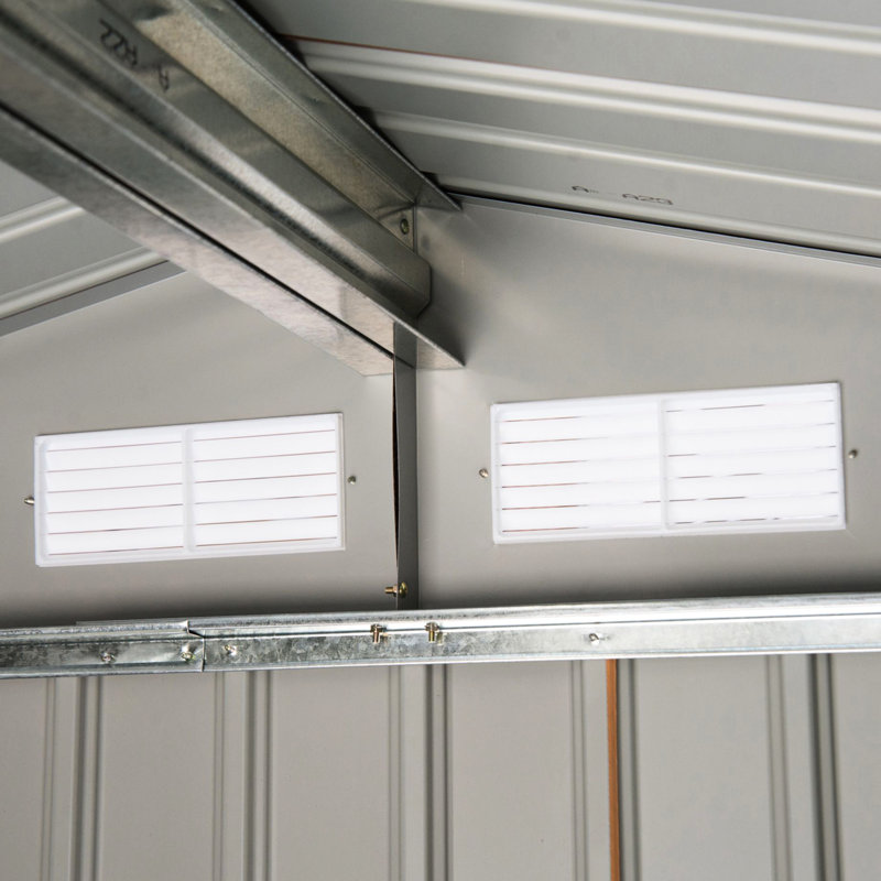Édifice d'entreposage extérieur jaune 7 pi x 4 pi, acier galvanisé, 4 évents, 2 portes coulissantes, spacieux pour les outils de jardin, installation d'entretien de pelouse, patio, pelouse, garage