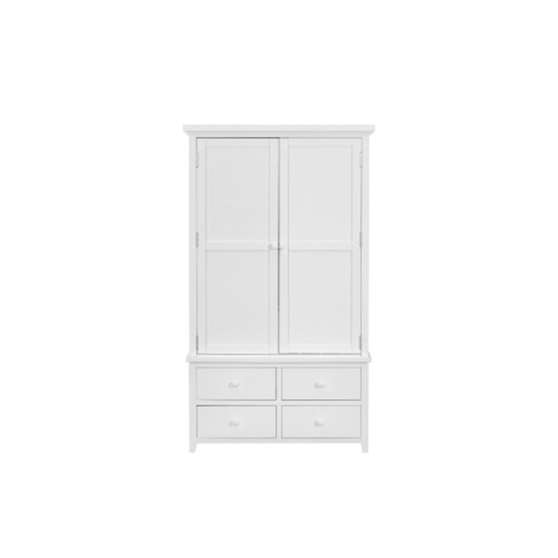Grande armoire de rangement autoportante en bois avec 8 portes, 3 tablettes réglables, 7 tiroirs et 8 supports à vin, Blanc