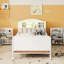 White Twin Metal Bed Frame With Led , Upholstered Headboard, And Low - Profile Style, Ideal For ' Sleep Zone Size Adjustable Lights, Guardrails, Pull Out Storage, Rooms