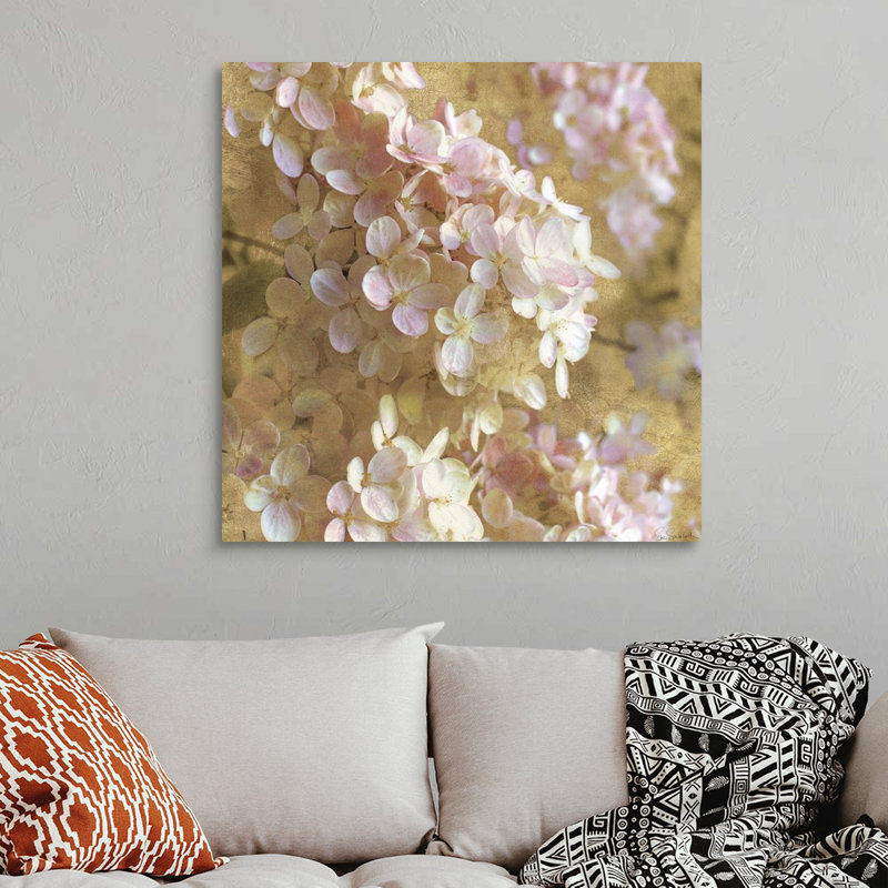 Art mural doré sur toile «Hortensia I», Toile tendue, H 36 po x l 36 po x P 1,25 po