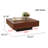 39'' Single Walnut Square Coffee Table With Storage