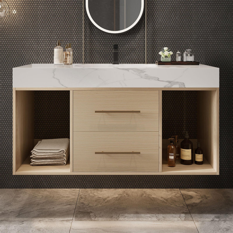 Meuble-lavabo flottant avec lavabo en céramique
