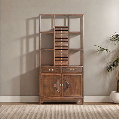 Chinese style large capacity storage bookcase