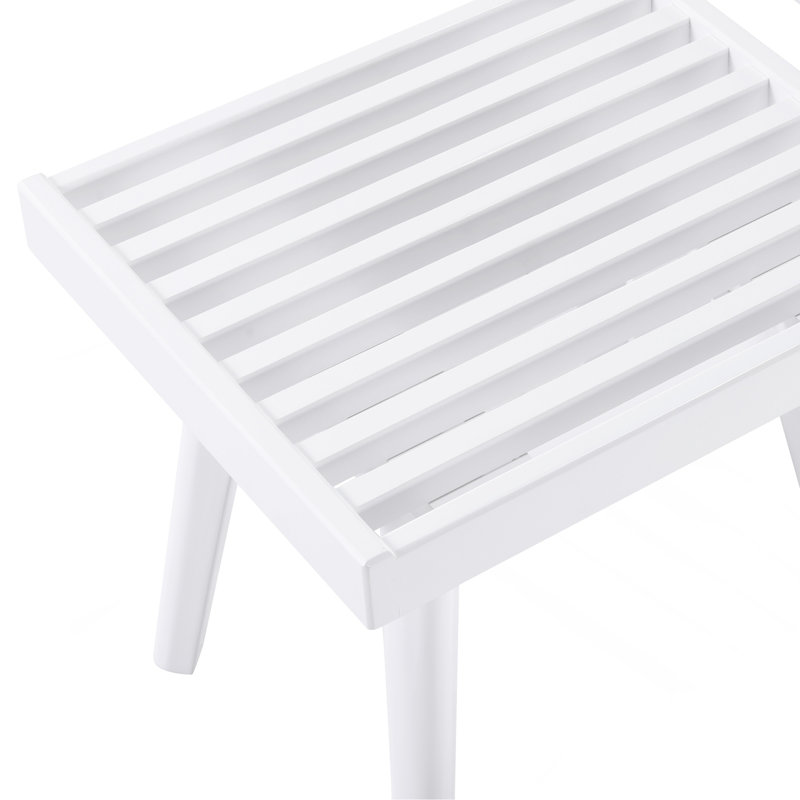 Banc à lattes en bois massif Larwich, 19 po de long, blanc