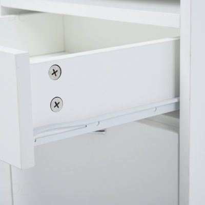 Mobile Storage Cabinet Organizer With Drawer And Cabinet, Printer Stand With Castors, White, Sideboard
