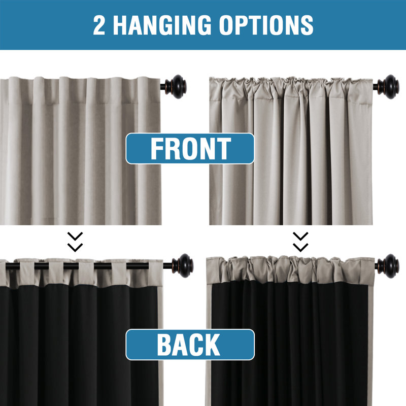 100% Blackout Curtains for Bedroom with Liner Full Room Darkening Curtains Thermal Insulated Back Tab/Rod Pocket Window Drapes for Living Room, 2 Panels
