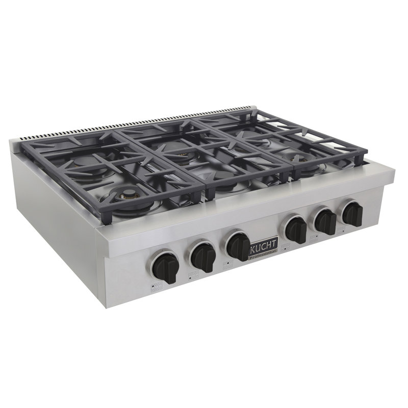 36" 6 Burner Cooktop, Natural Gas, Tuxedo Black
