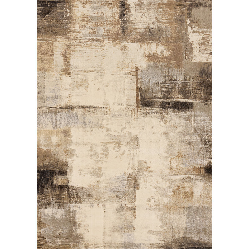 Tapis d'intérieur patiné de 8 pi x 11 pi (7 pi 10 po x 10 pi 10 po), brun crème, contemporain et contemporain - salon, chambre à coucher, salle à manger et cuisine