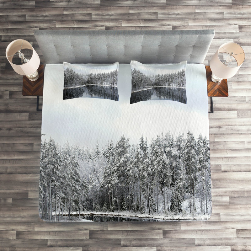 Woodland Rustic Polyester Coverlet, King Bedspread + 2 Shams