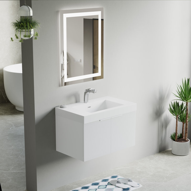 30" Single Vanity Set, Base, Resin Top, White