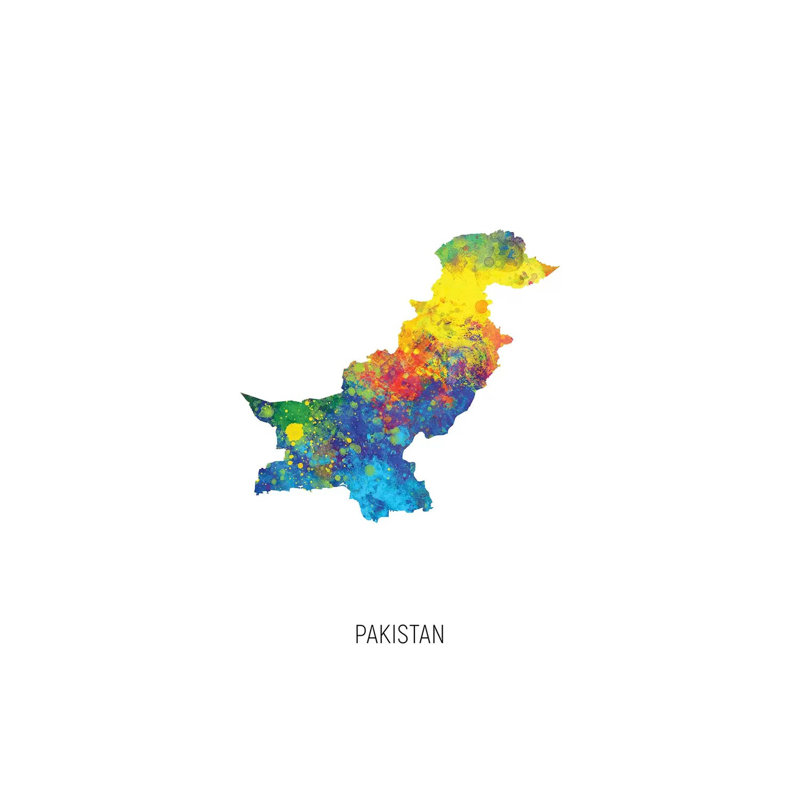 «Pakistan Map» par Michael Tompsett, impression sur toile tendue, H 12 po x l 8 po x P 0,75 po