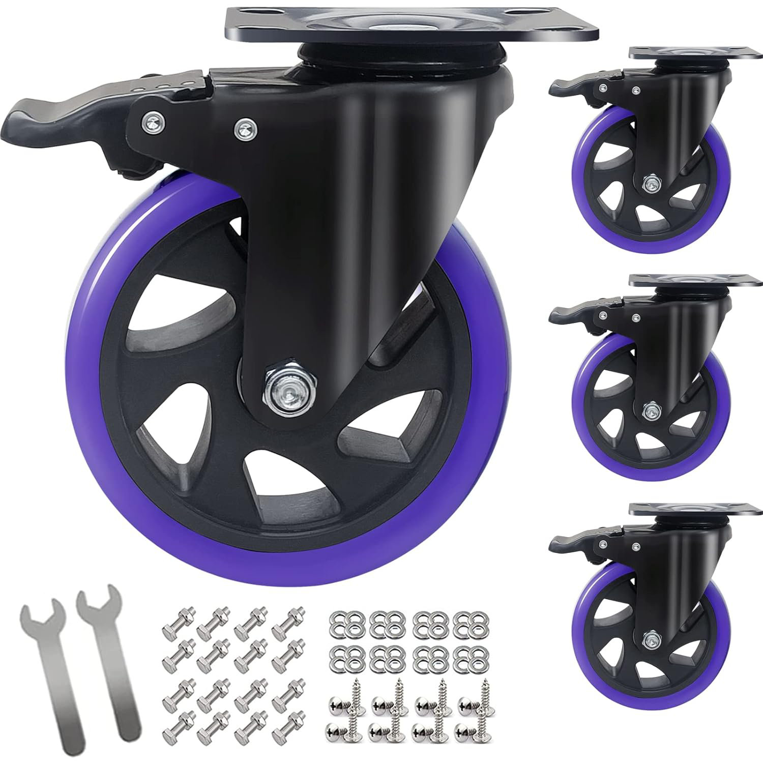 MD Nook Store Set of 4 Heavy Duty 5 Inch Stainless Steel Swivel Casters ...