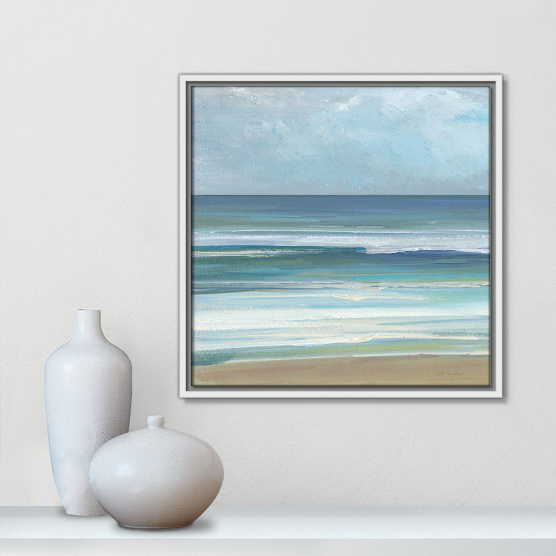 «Gentle Waves I» par Sally Swatland, H 17,5 po x l 17,5 po, Blanc