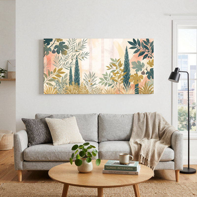 Ensemble de 1 tableau sur toile représentant une forêt botanique, 32“W x 16”H, Wrapped Canvas