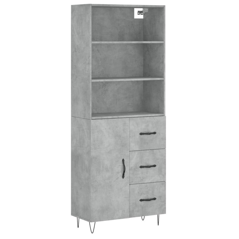 Highboard 69.5x34x180 cm Engineered Wood, Concrete Grey