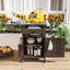 Chariot de barbecue extérieur roulant avec plateau en acier inoxydable, armoire de rangement, abattant, tiroir et support à épices-120348044