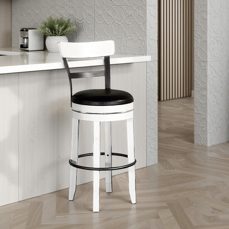 Ensemble de 2 tabourets pivotants Orso, similicuir noir, blanc, noir