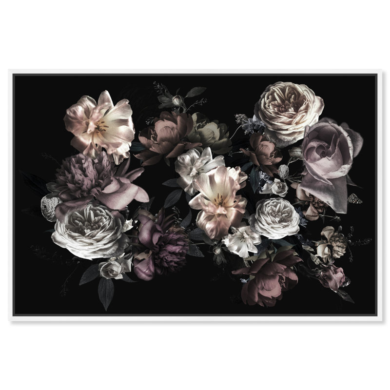 Wedding Blooms Florals - impression d'art graphique, H 30 po x l 45 po x 1,5 po, White Framed