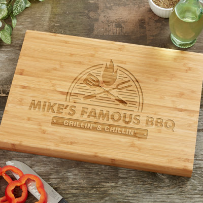 The Grill Personalized 10X14 Bamboo Cutting Board