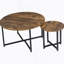 Ensemble de 2 tables basses rondes, salon industriel avec structure en métal
