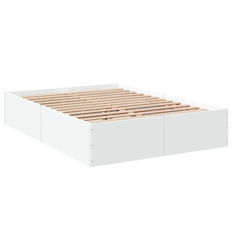 Vidaxl Bed Frame Engineered Wood, Double (4'6), White