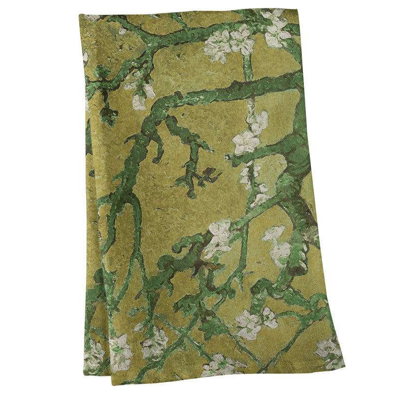 Serviette de thé en fleurs d’amande, Sergé de coton, Jaune