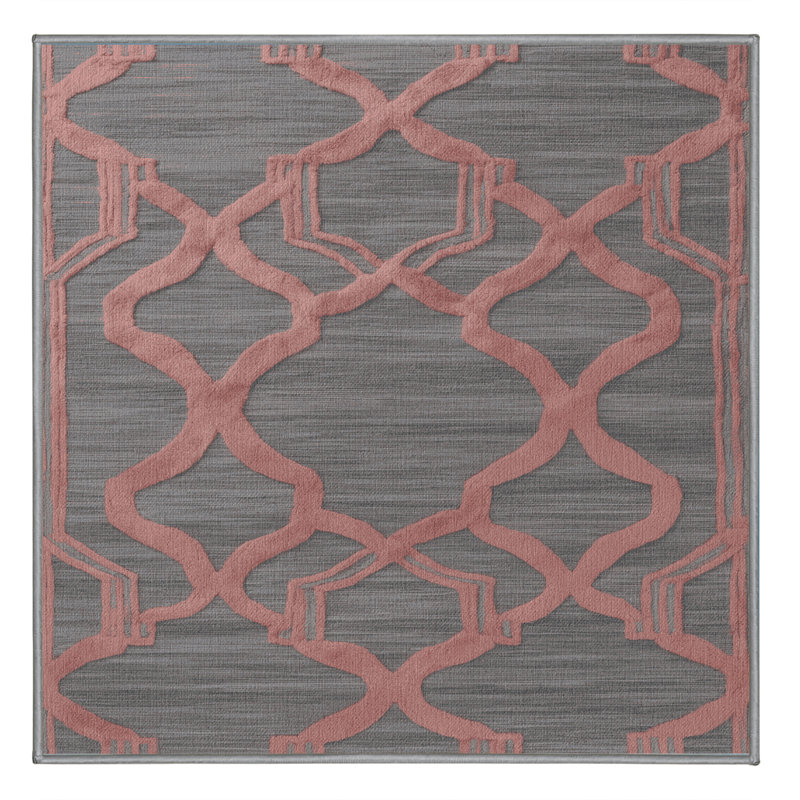 Tapis gris en treillis lavable à la machine, Carré 7 pi