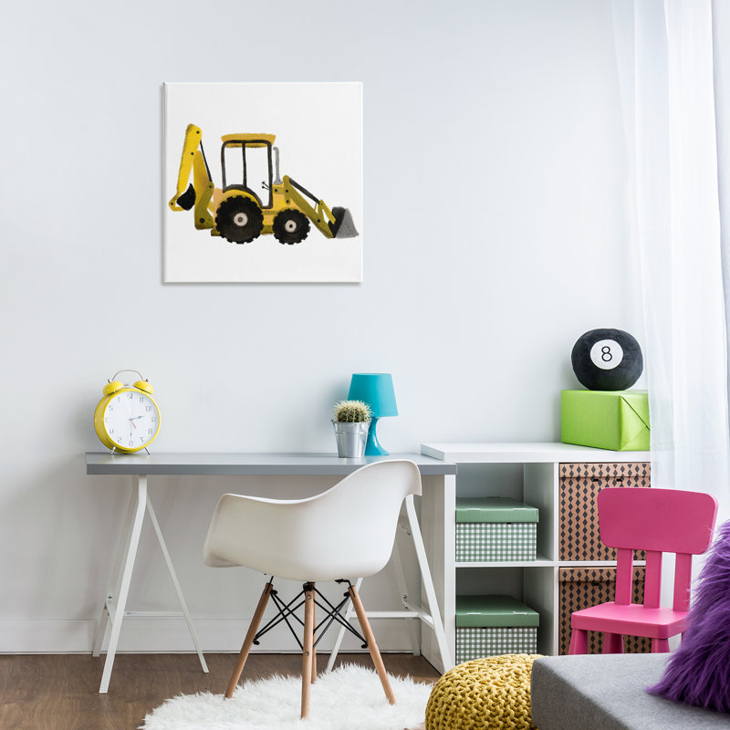 «Yellow Simple Bulldozer», art mural par Elizabeth Medley, H 24 po x l 24 po