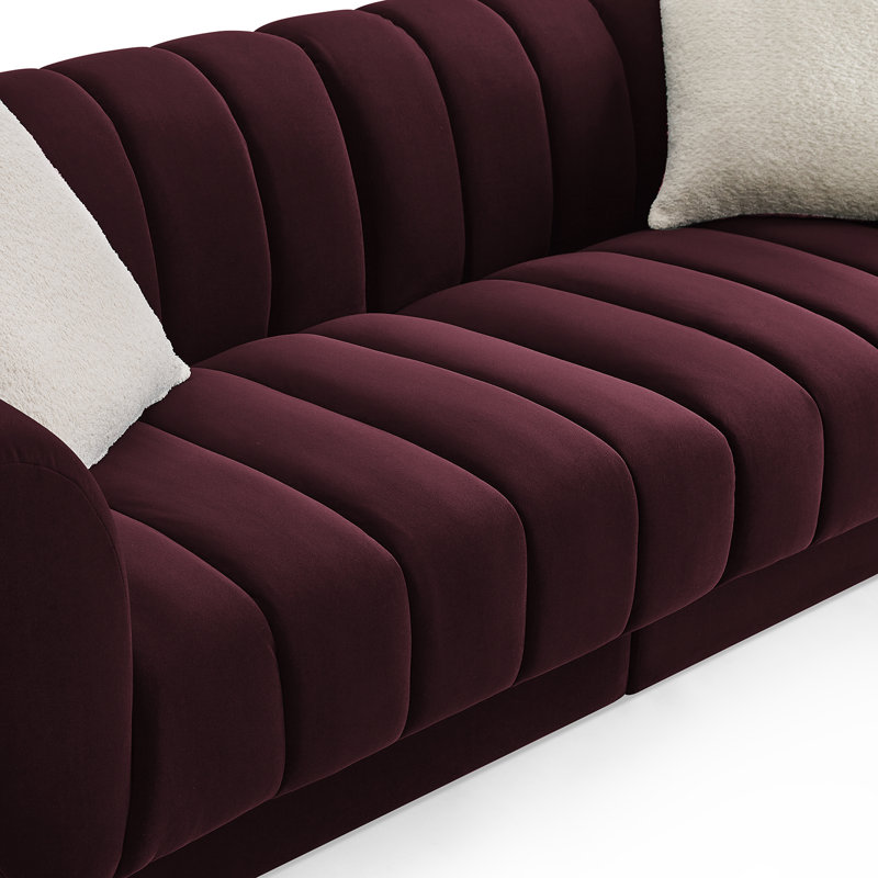 Charlotte 224Cm Velvet Rolled Arms Chesterfield Sofa, Lavender