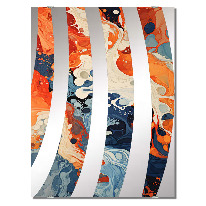 Liquide Ink Waves II - Peinture abstraite, miroirs muraux décoratifs MIR137222, 40 po x 30 po