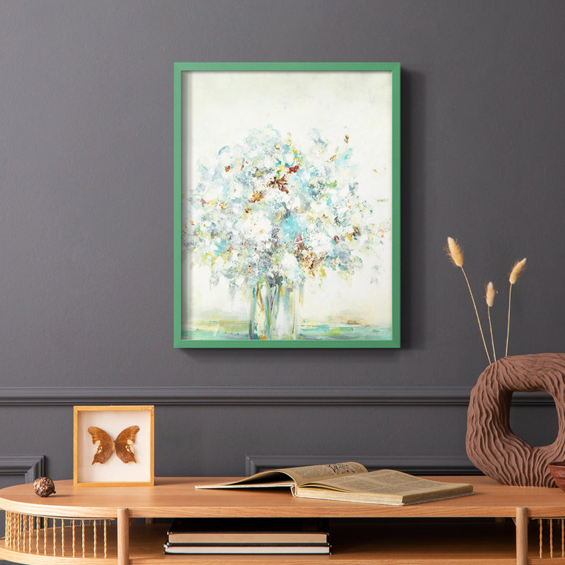 Reproduction encadrée texturée en bois massif, H 10 po x l 8 po, Vert