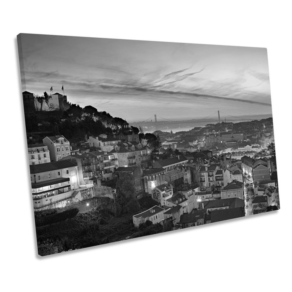 Lisbon Portugal Sunset Skyline - Wrapped Canvas Print