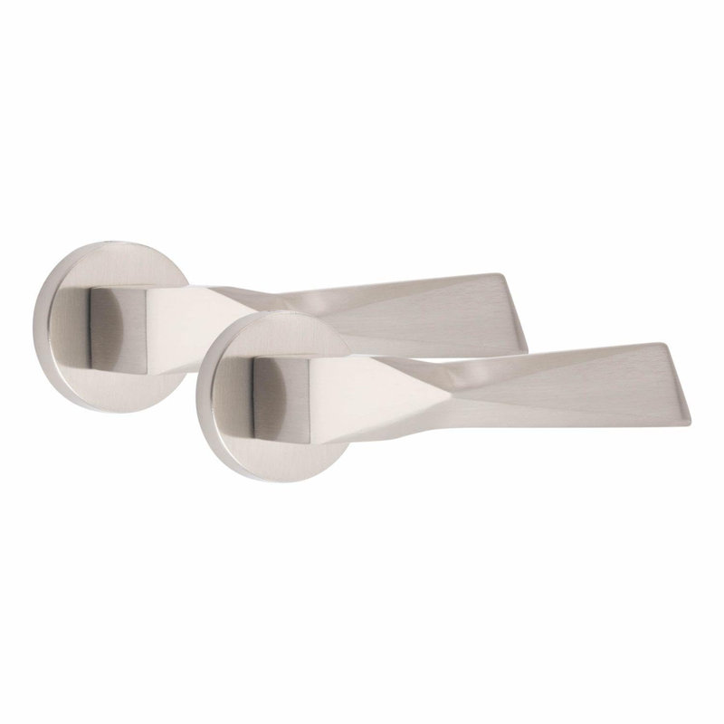  Modern Aura Euro Lock Door Handles in Satin Nickel Finish with 70mm Key and Thumbturn Barrell