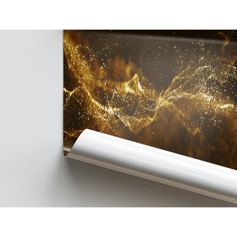 Abstract Shimmer Wall Art - Trendy Canvas Print for Modern Decor, 40 cm H x 60 cm W, Gold Floater Framed