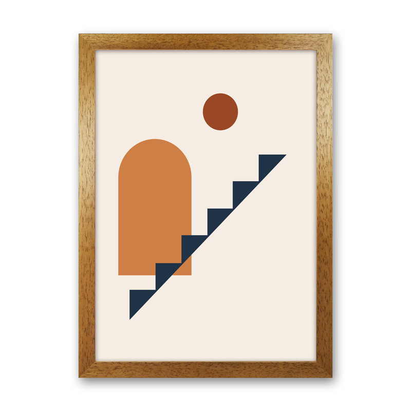 Minimal Geo - Print, Brown Framed, 34cm H x 25cm W x 3cm D