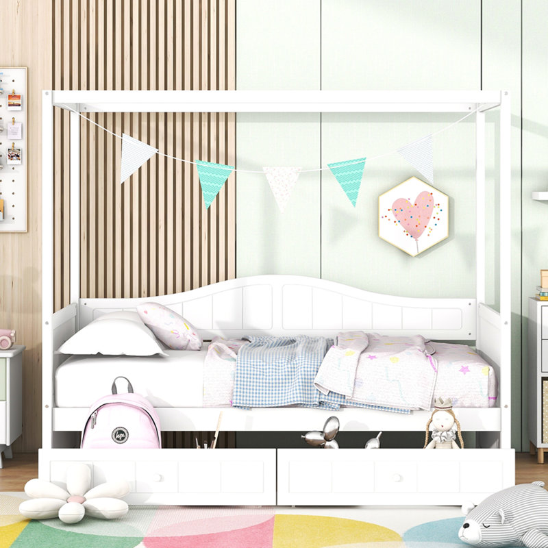 Twin Size Canopy Day Bed with 2 Drawers