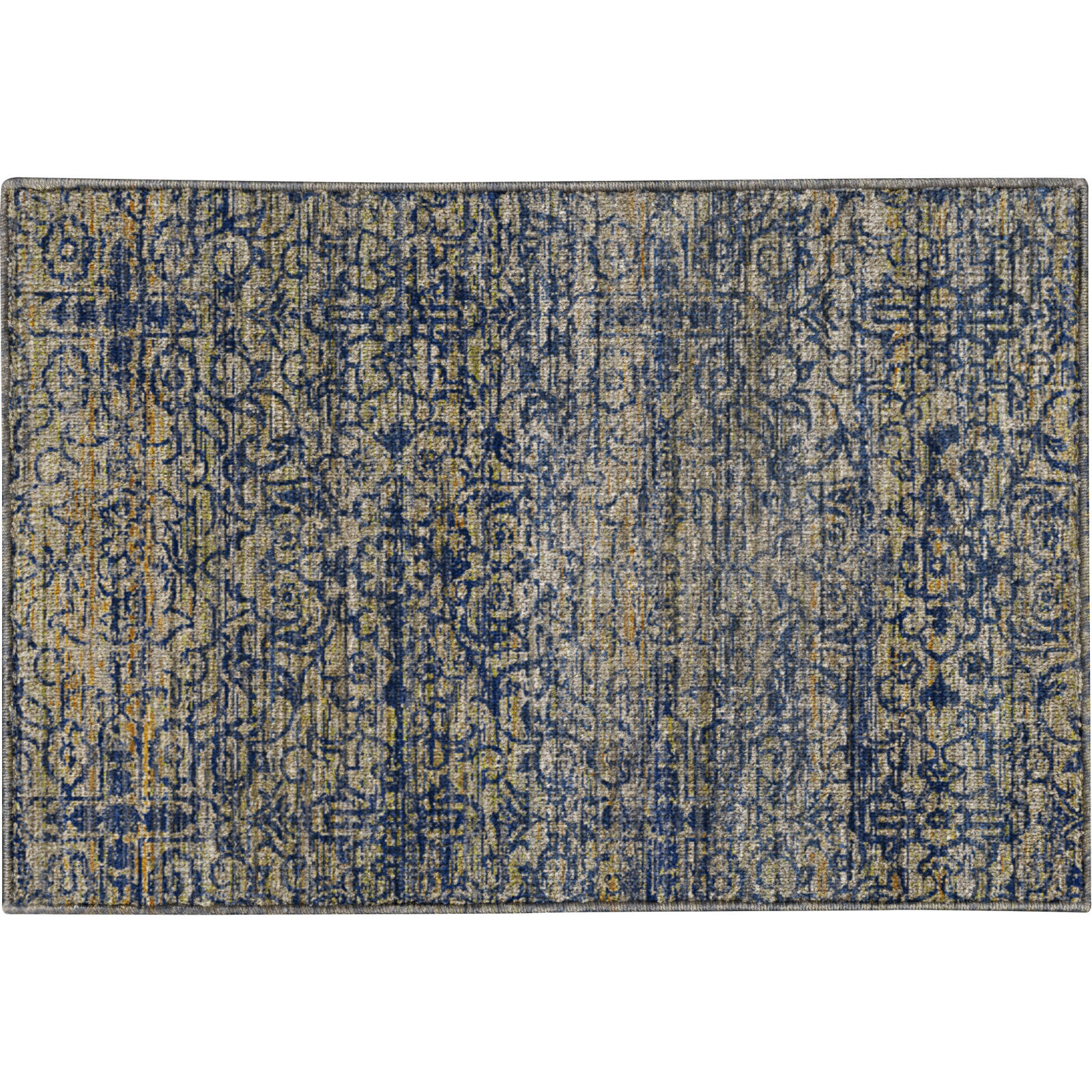 Premium Machine Washable Tirico Casual Rug, Navy, 1'8" x 2'6"