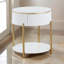 Table de bout avec tiroir Tyce, blanc brillant 22 po, métal doré