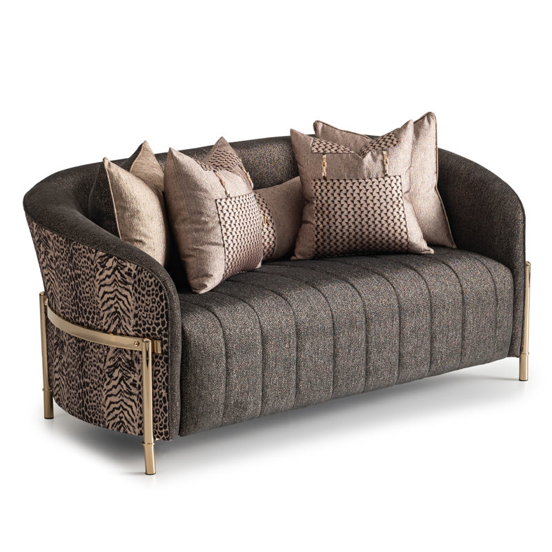 Lisbon 71'' Chenille Round Arm Loveseat, Onyx Chenille